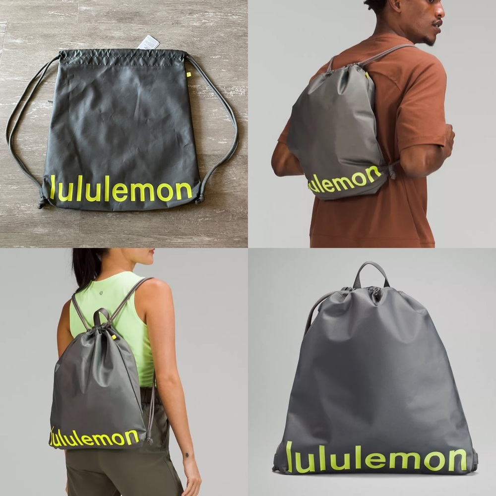 Lululemon Lightweight Gym Sack 13L - Grey Sage/Electric Lemon